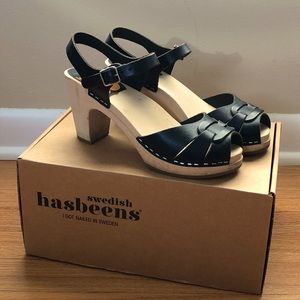 Swedish Hasbeens, peep toe super high sandals